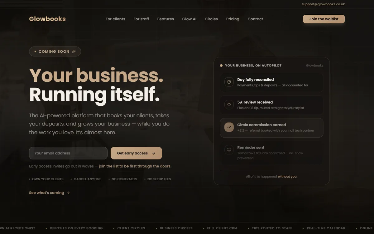 Glowbooks — Hair & beauty — homepage hero